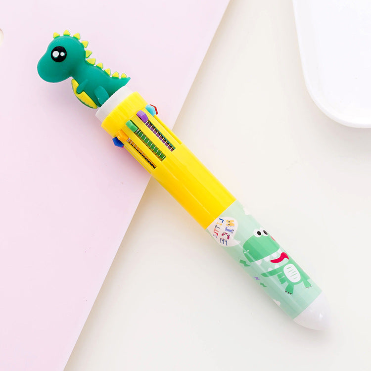 Wholesale Plastic Cute Hippopotamus Dinosaur 10 Color Ballpoint Pen